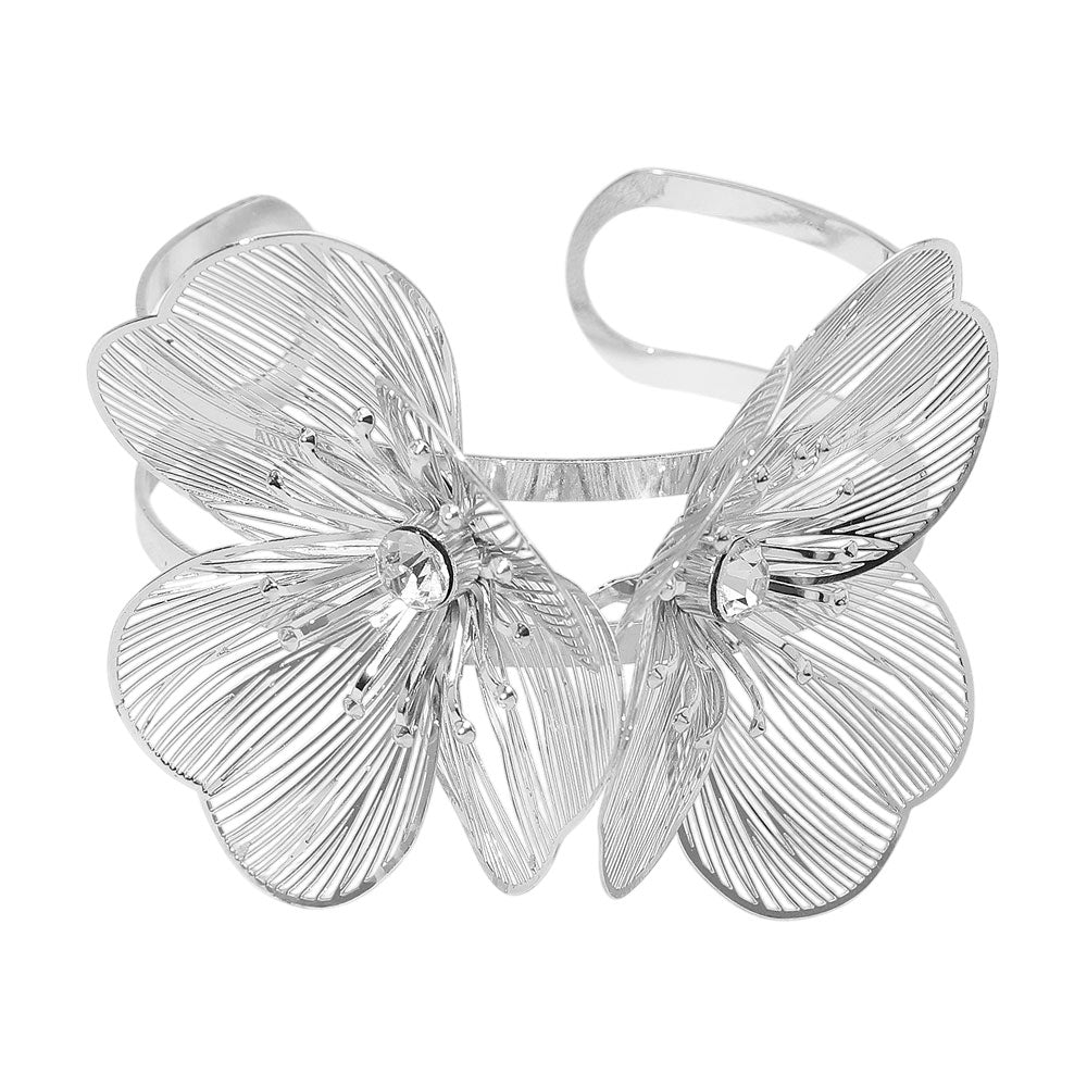 Silver Filigree Flower Arm Cuff Bracelet