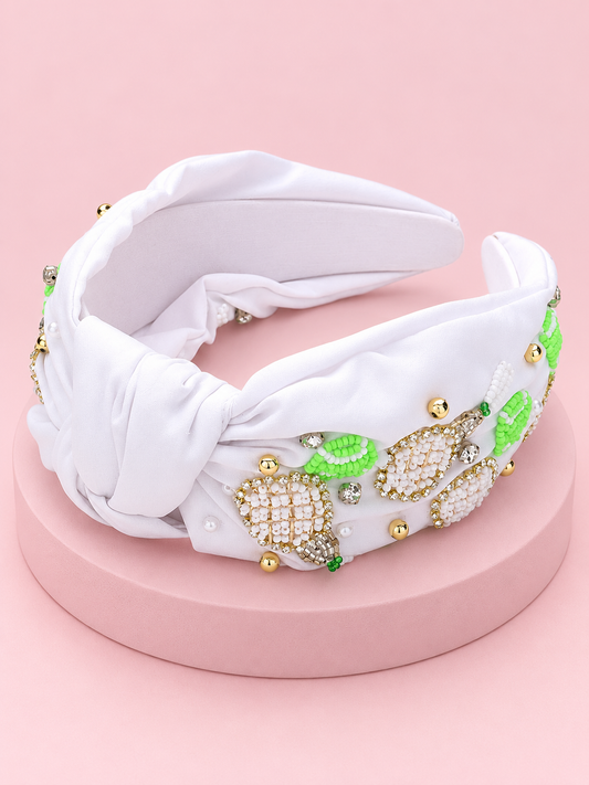 Tennis Theme Sparkle Gem Beaded Headband