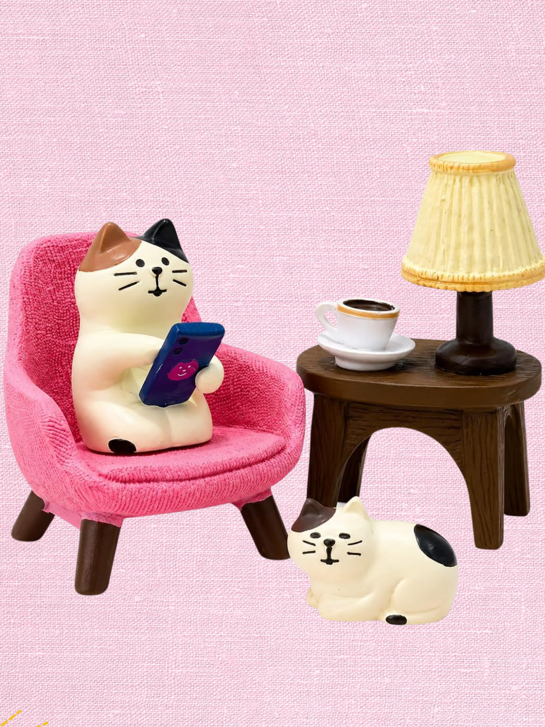 Set de 4 miniaturas de cabañas con gatos