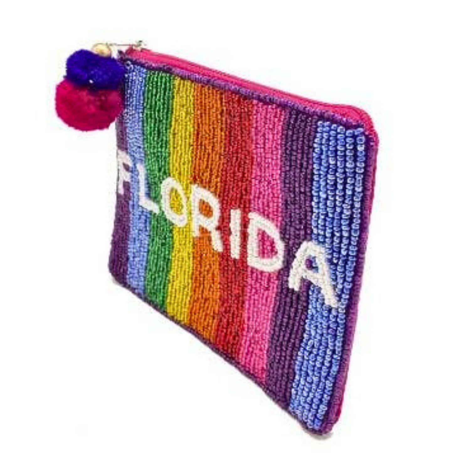 Rainbow FLORIDA Beaded Storage Money Coin Pouch