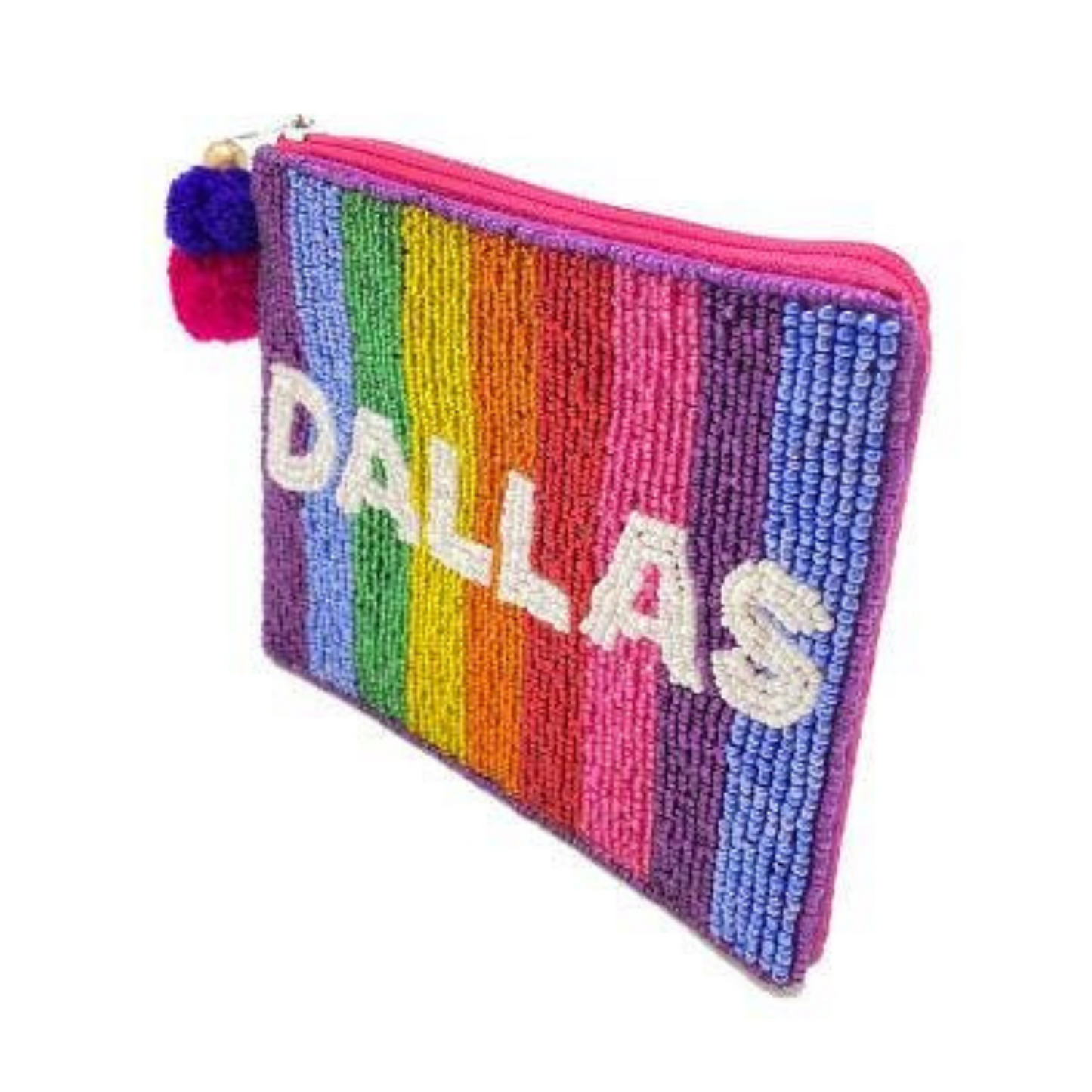 Rainbow DALLAS Beaded Storage Money Coin Pouch