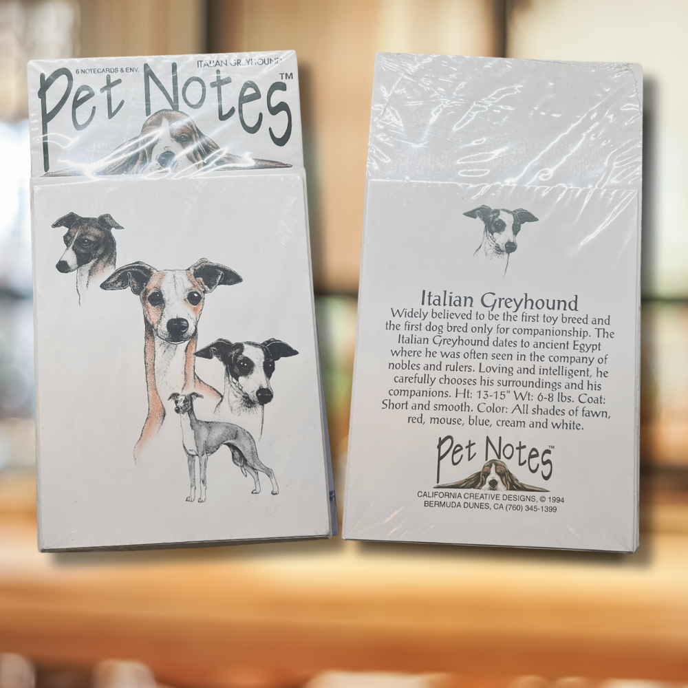 Vintage Dog Breed Note Card Set - Italian Greyhound