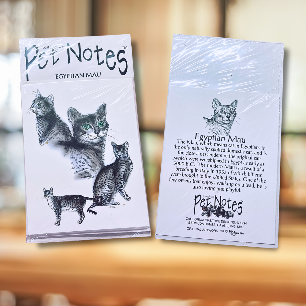 Vintage Cat Breed Note Card Set - Egyptian Mau