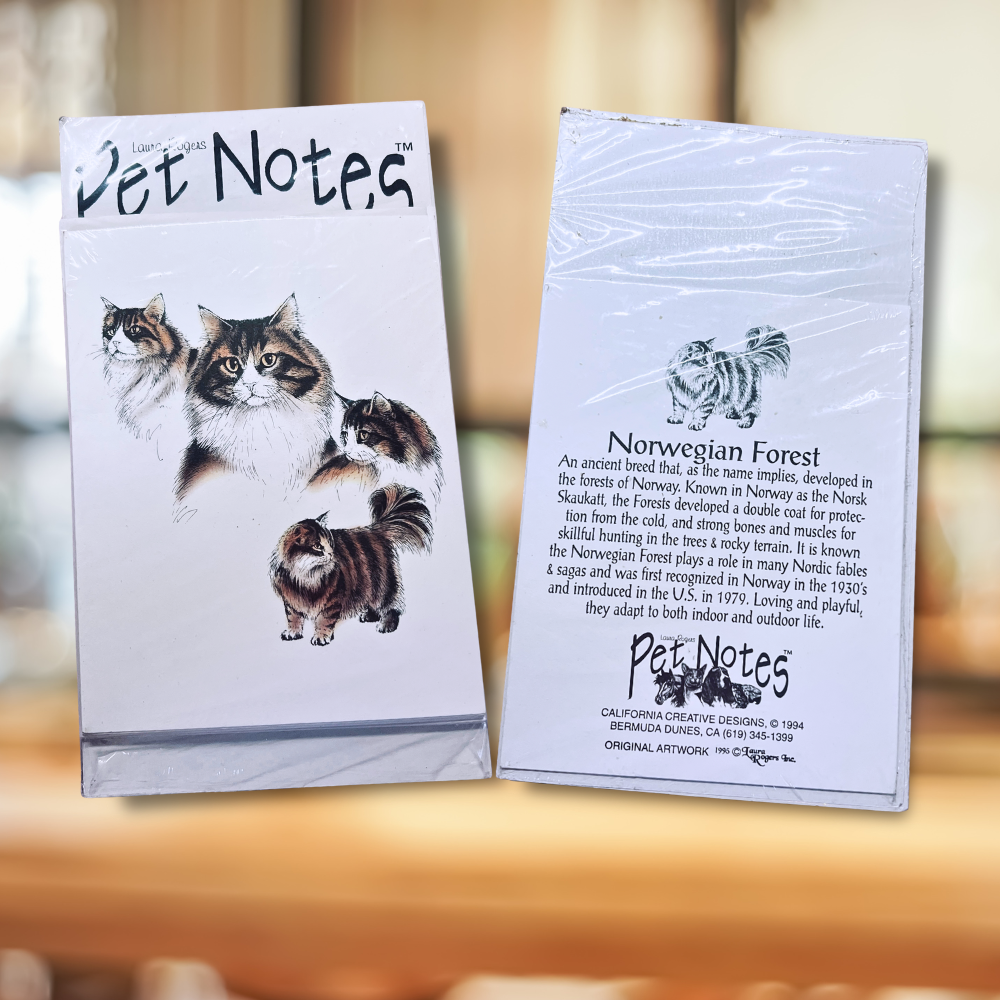 Vintage Cat Breed Note Card Set - Norwegian Forest