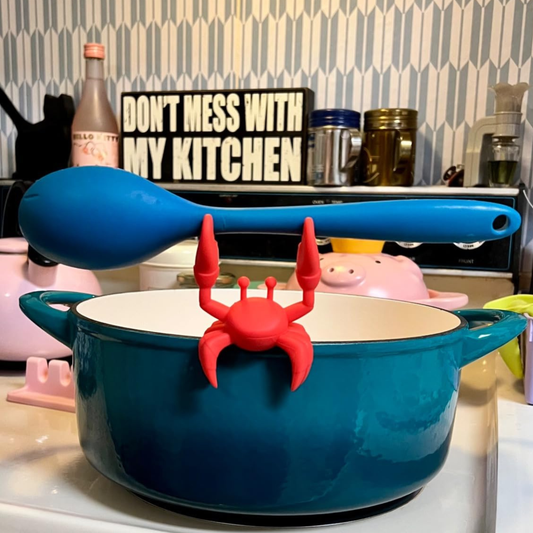 Fab Crab Red Spoon Holder and Steam Releaser For Stove Top