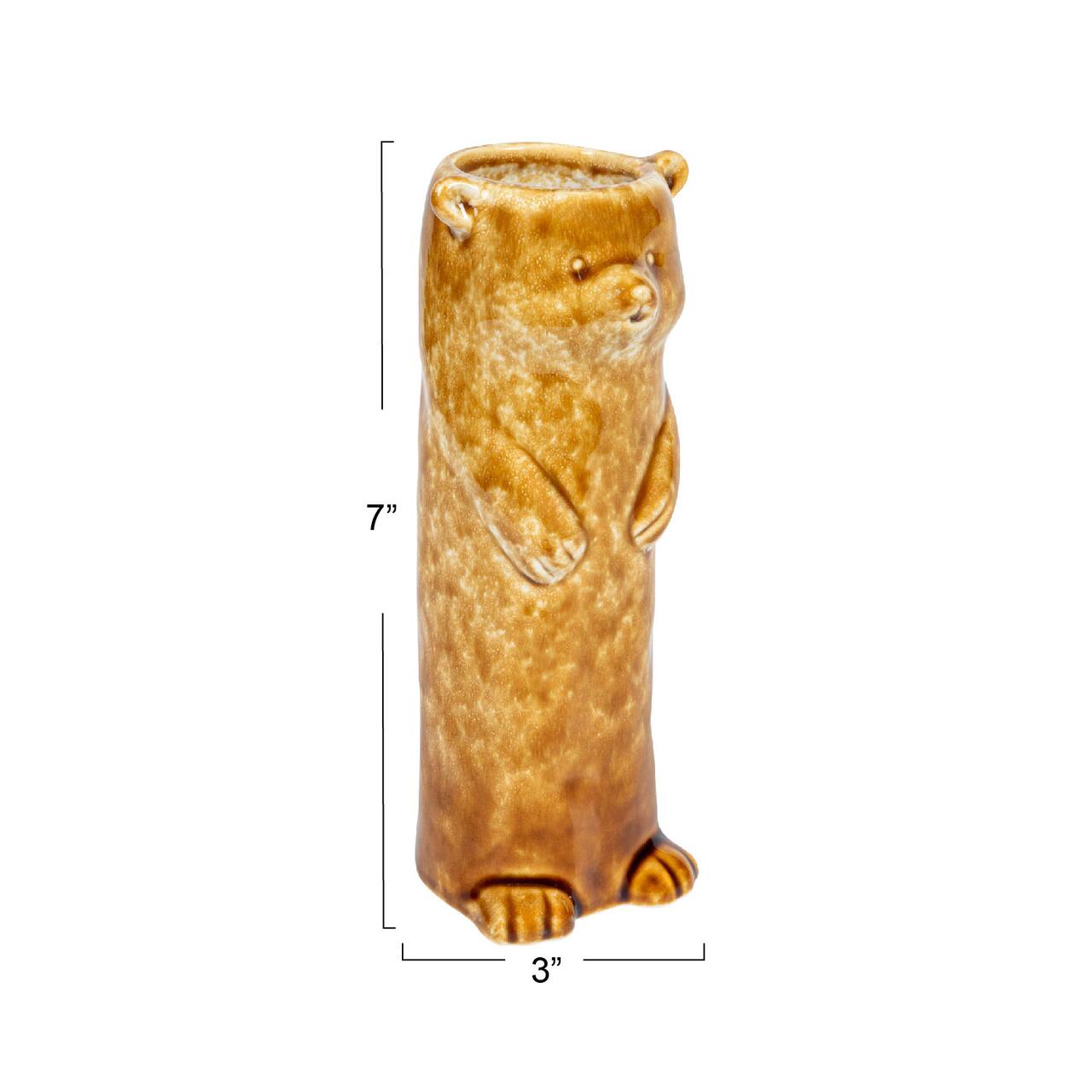Crackle Glaze Stoneware Honey Bear Vase