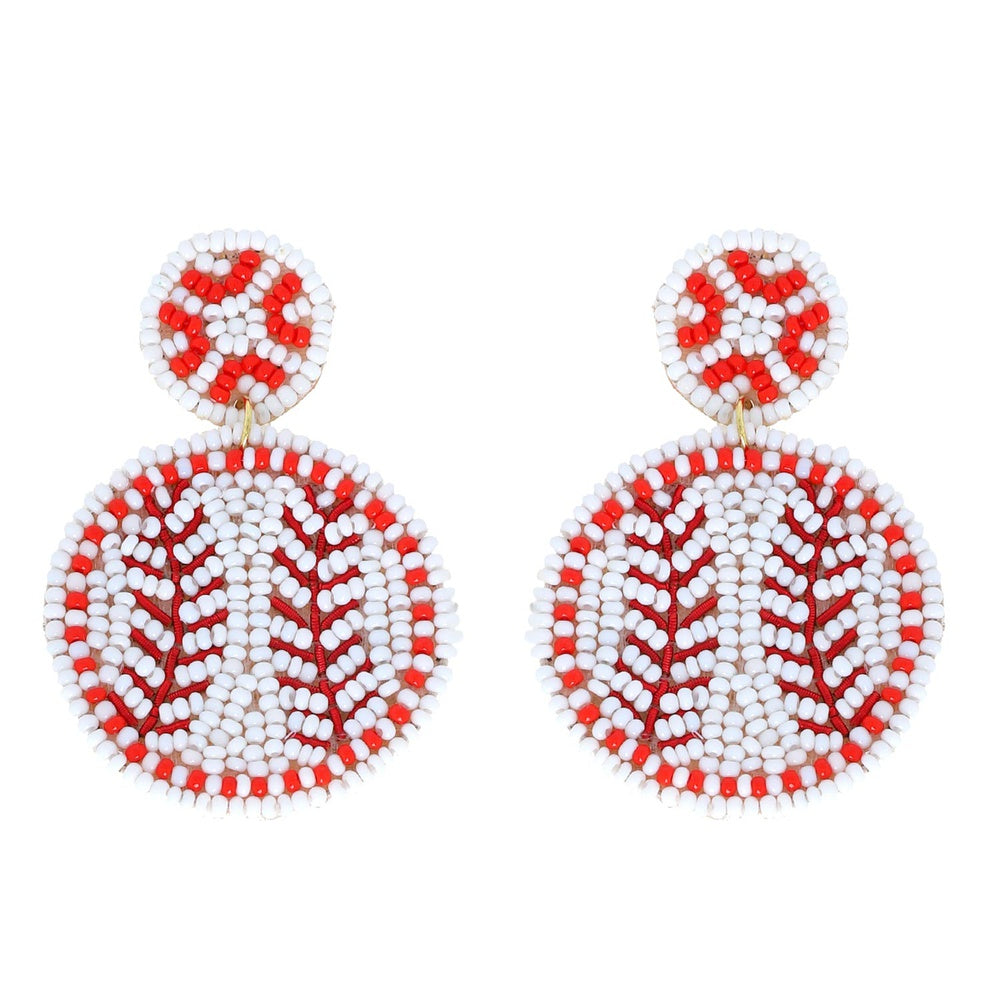 Baseball Sports Theme Bead Ball Earrings