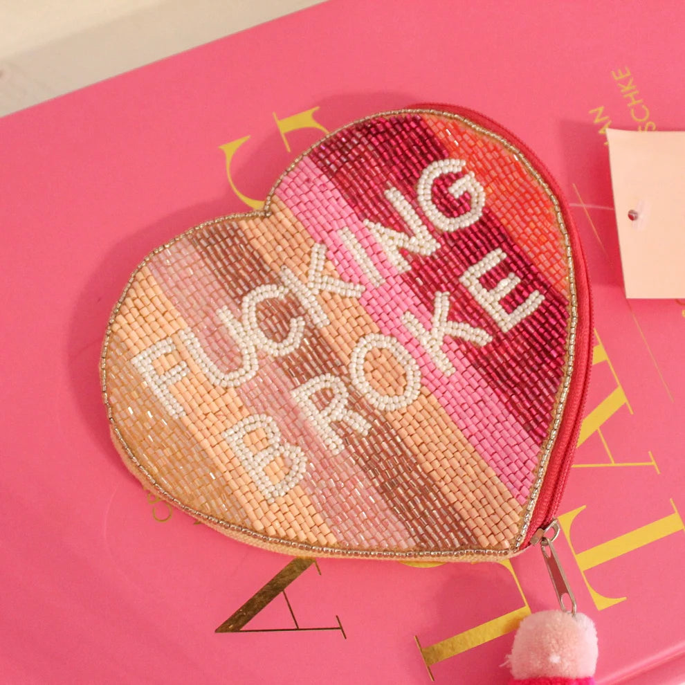 Broke As Can Be Beaded Coin Pouch