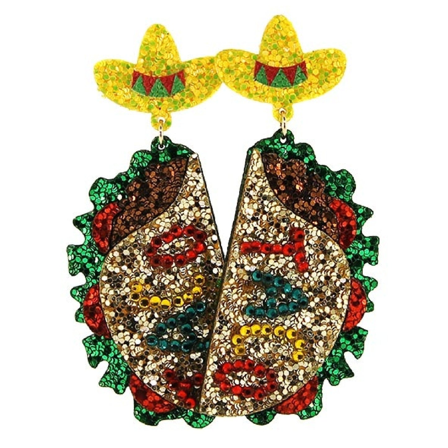 Mexican Food Festival Taco Glitter Sheet Earrings