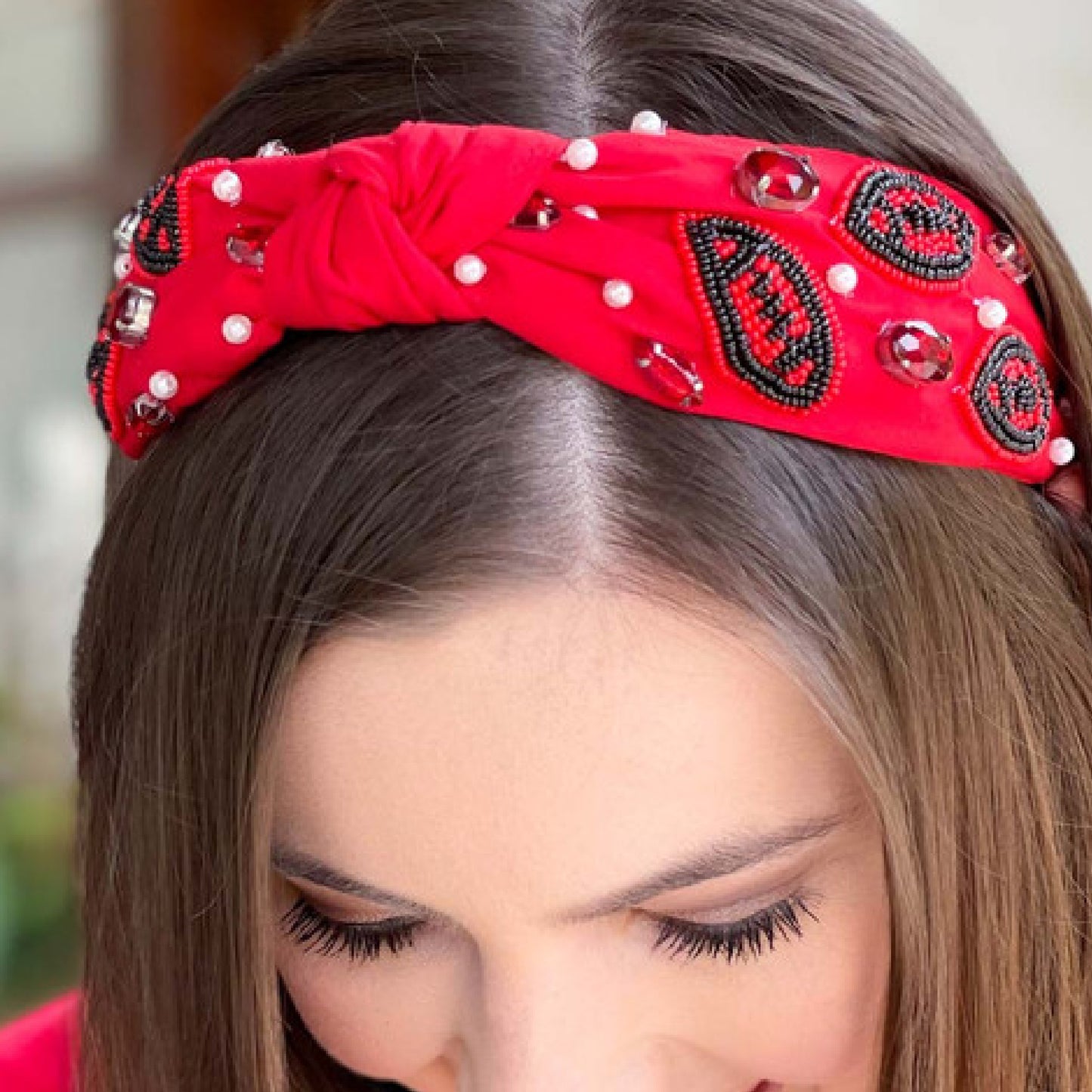 Red Black Georgia Football Fan Team Colors Beaded Headband