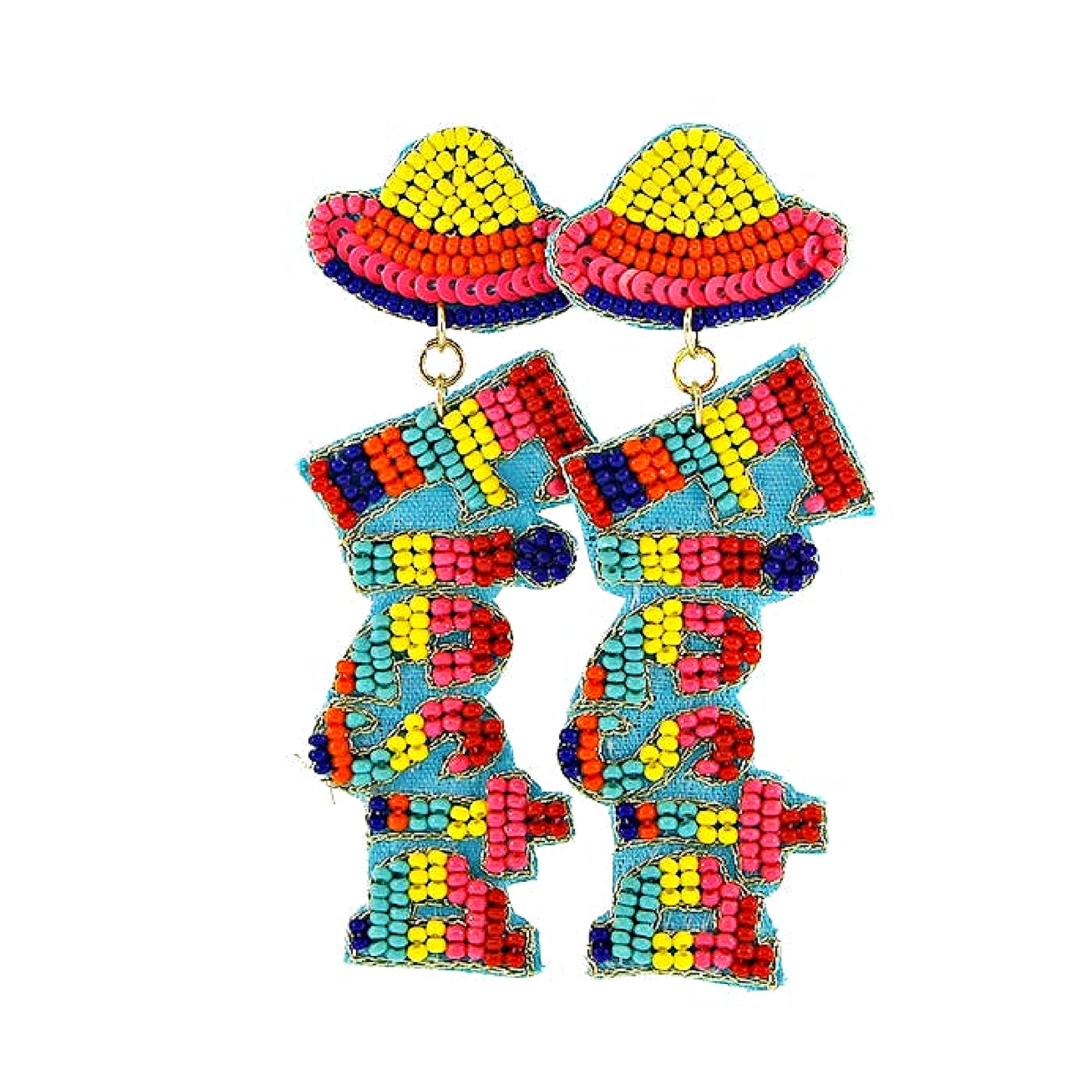 Fiesta Mexican Festival Party Rainbow Beaded Earrings
