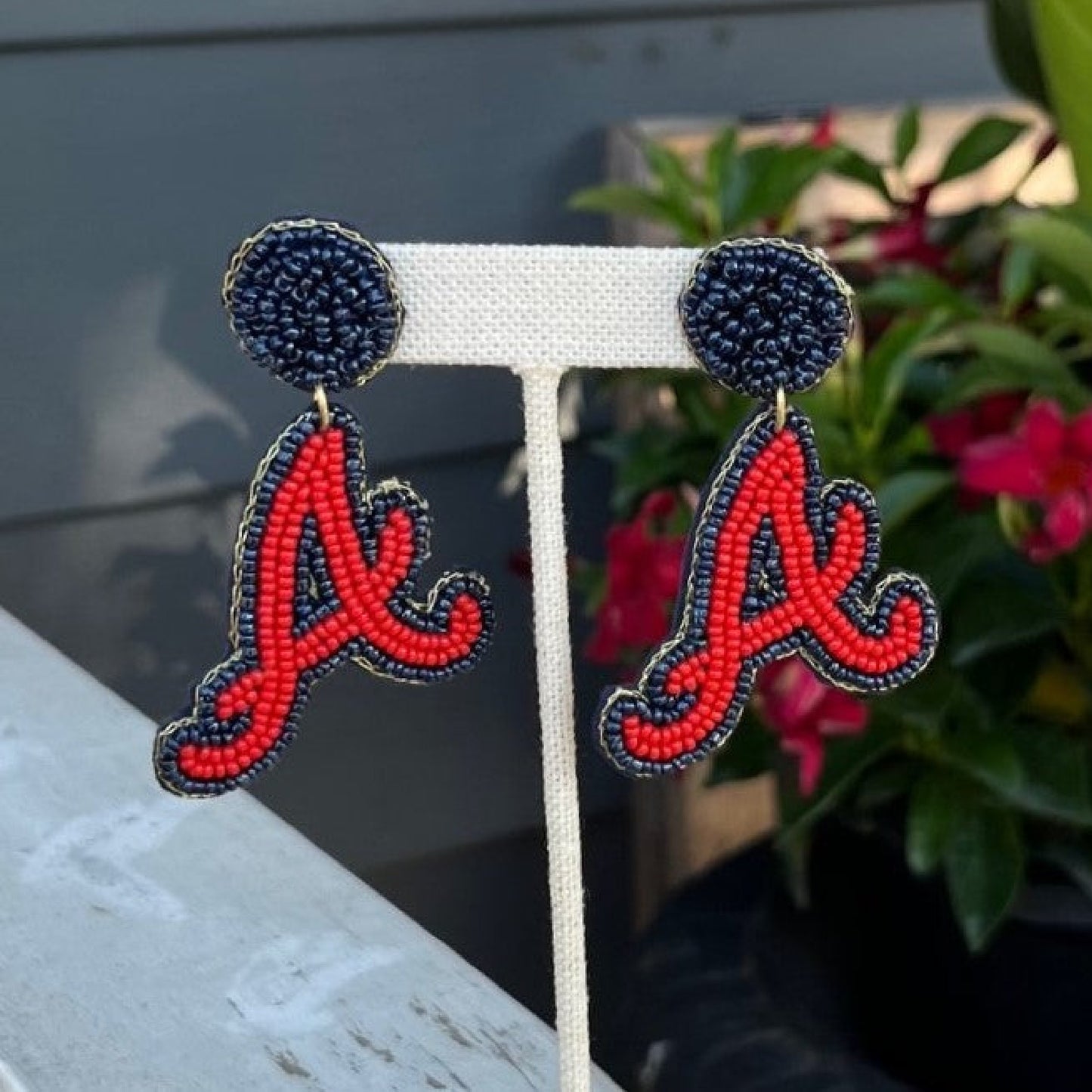 Atlanta Braves Logo Baseball Team Seed Beaded Earrings