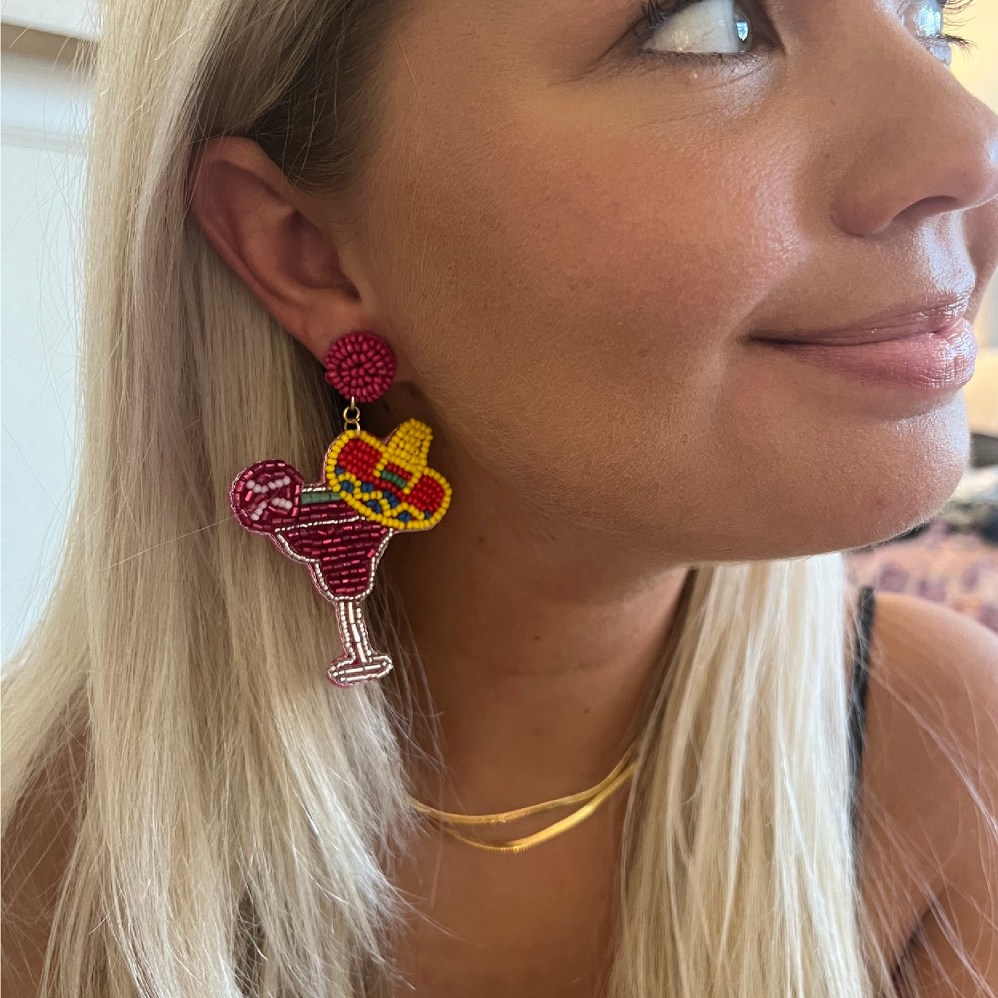Mexican Fiesta Margarita Cocktail Party Beaded Earrings