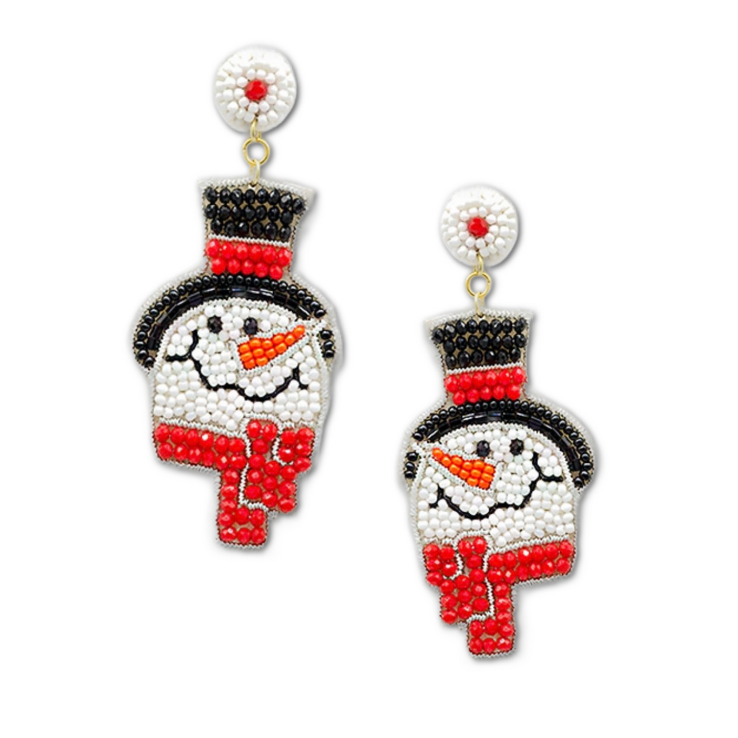 Sitting Snowman Festive Christmas Seed Beaded Earrings