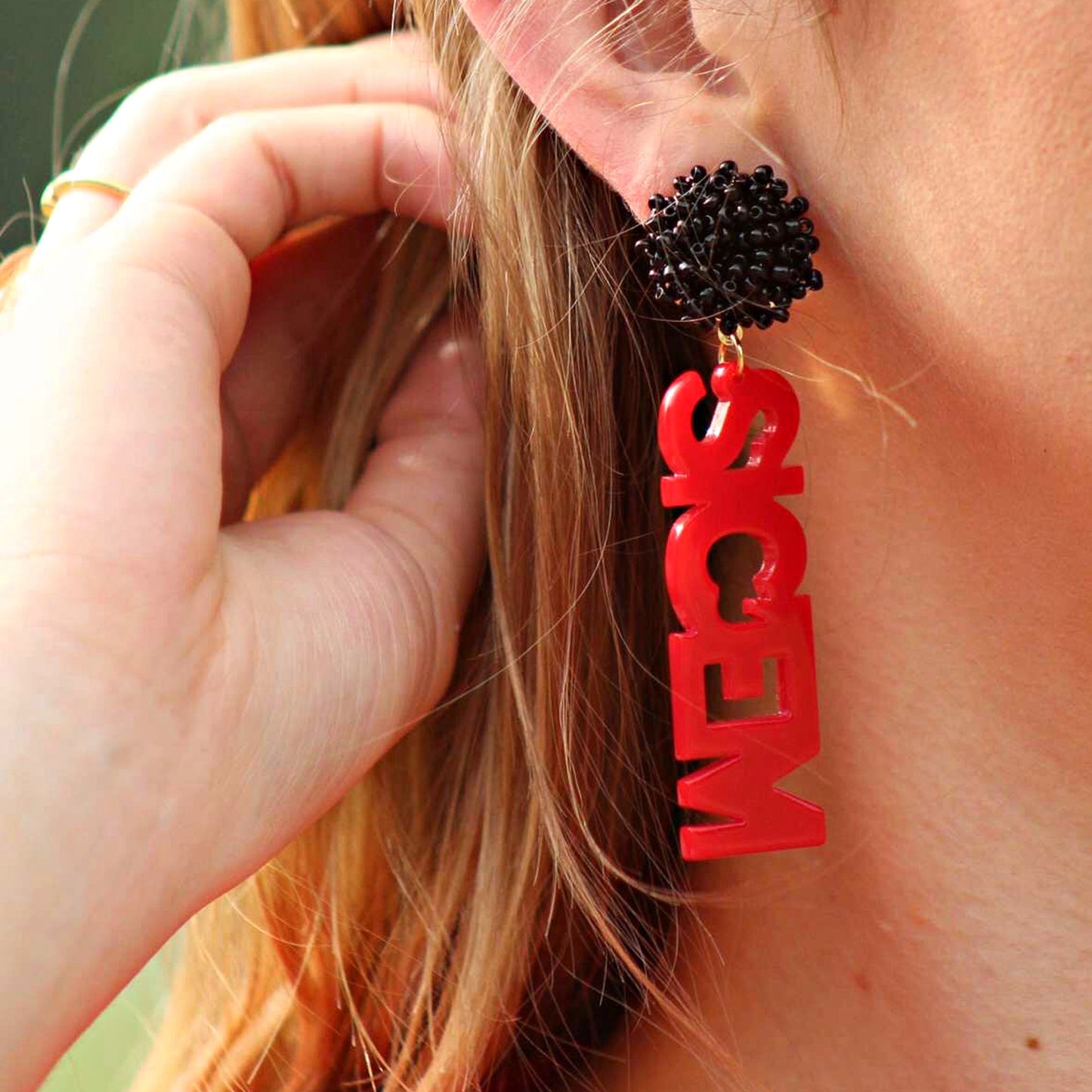 UGA SicEm Seed Beaded Football Team Word Earrings