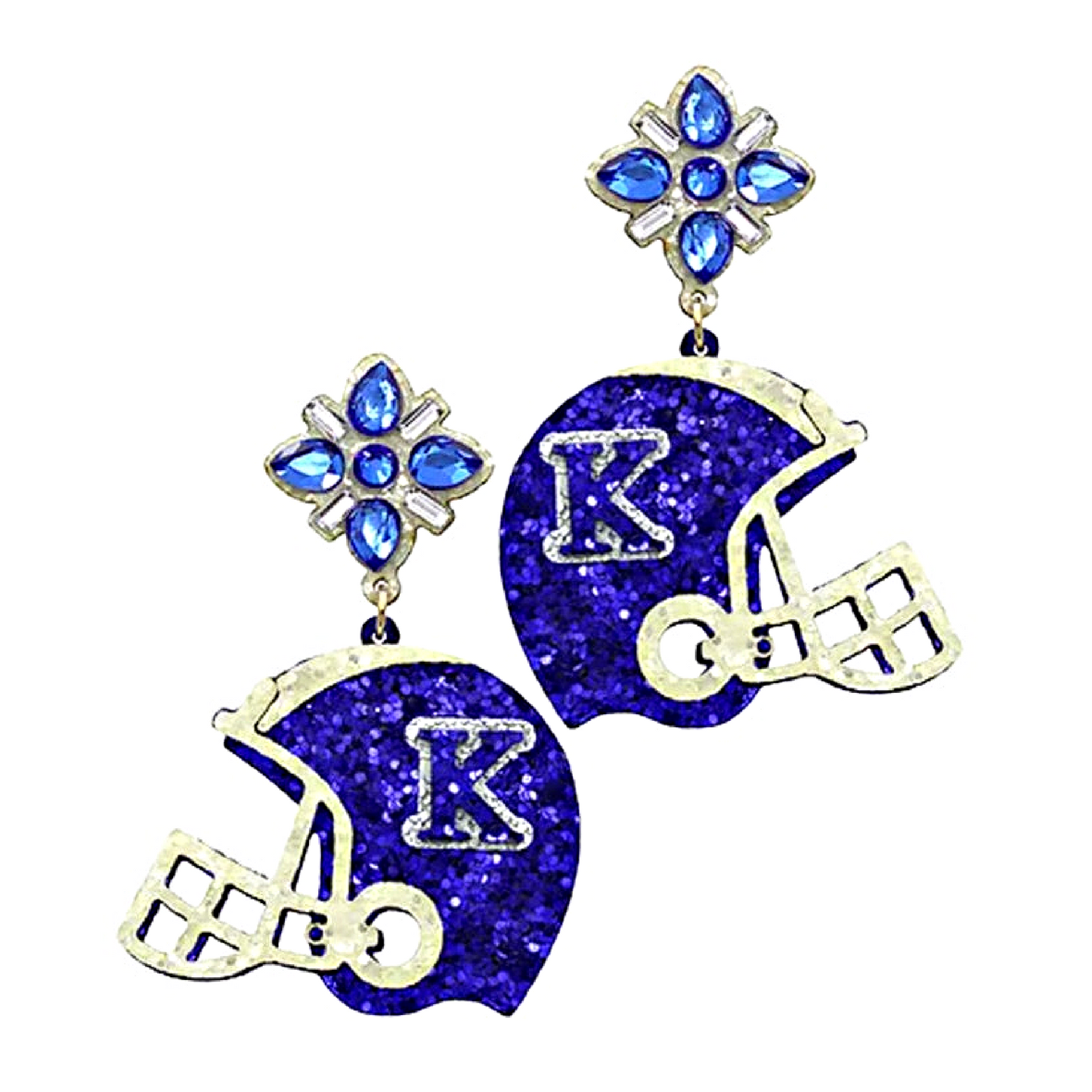 Crystal Top Kentucky Wildcats Football Helmet Glitter Gem Earrings