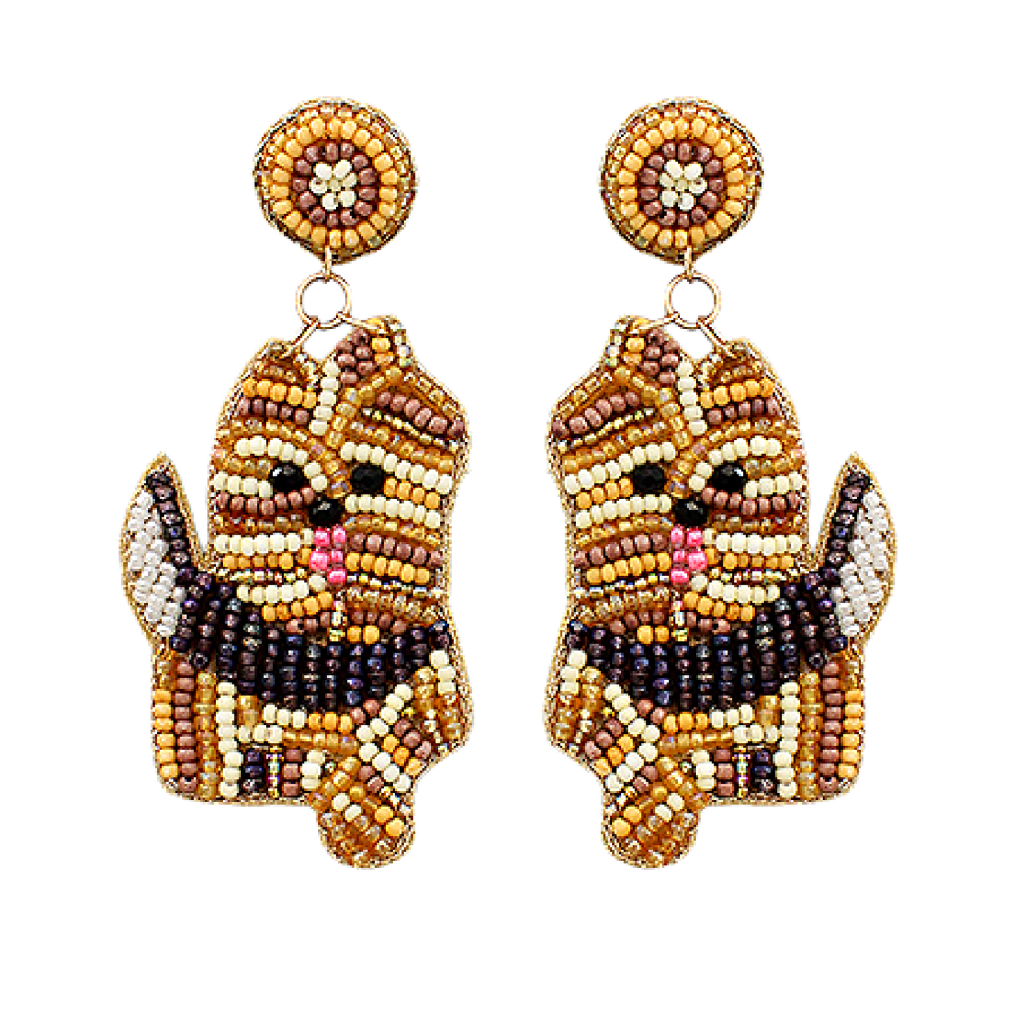 Terrier Dog Breed Puppy Pets Seed Beaded Earrings