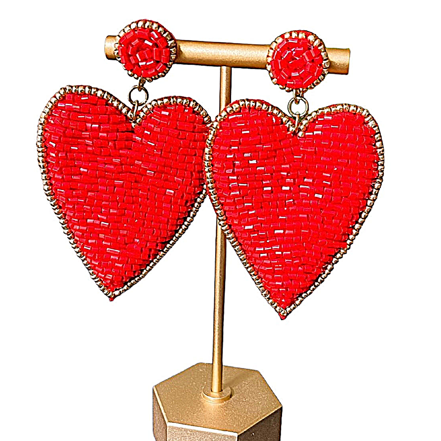 Have A Heart Red Sparkle Beaded Heart Earrings