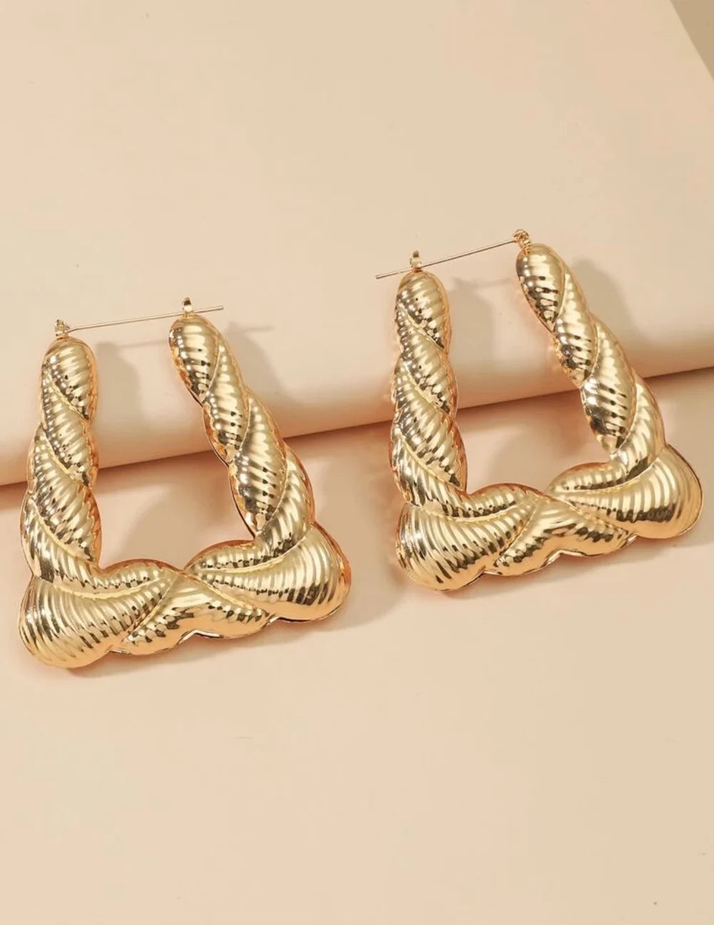 Bamboo Style Gold Statement Earrings