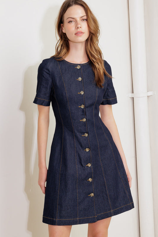 INDIGO TEMPO DENIM MINI DRESS