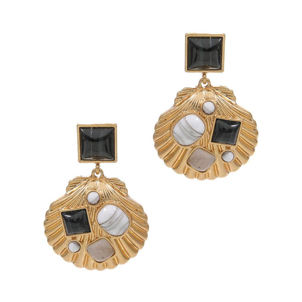 Resort Style Natural Stone Shell Dangle Earrings