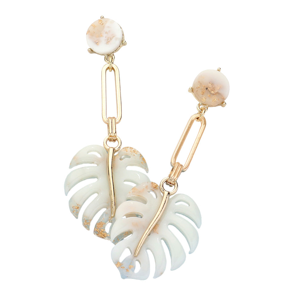 Tropical Banana Leaf Resort Dangle Earrings