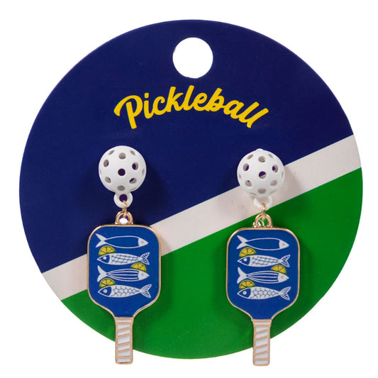 Pickleball Sardines Fish Theme Drop Earrings