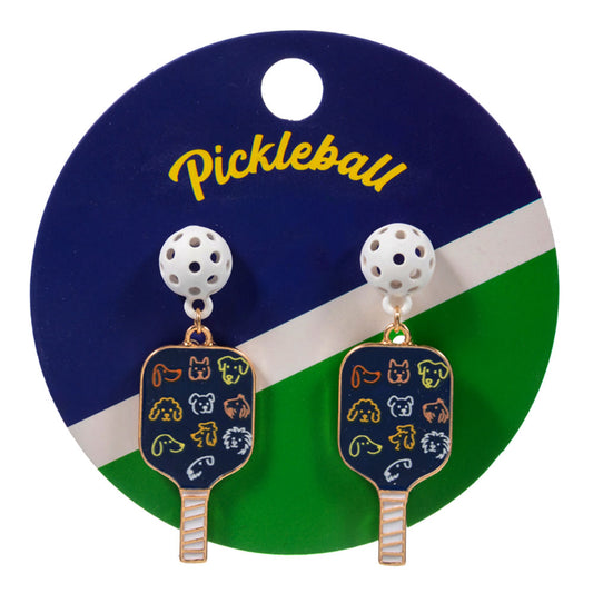 Pickleball Dog Theme Drop Earrings