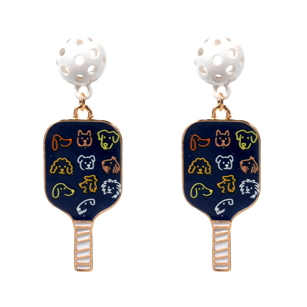 Pickleball Dog Theme Drop Earrings