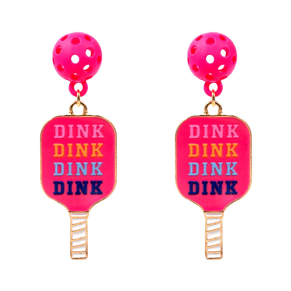 Pickleball Dink Wording Theme Drop Earrings