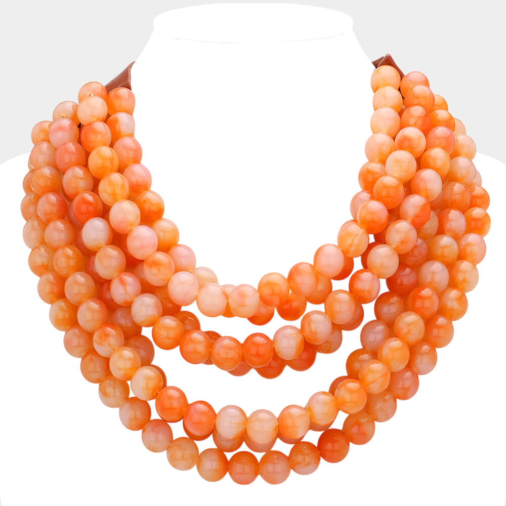 Bella Coral Beaded Leather Magnetic Collar Necklace