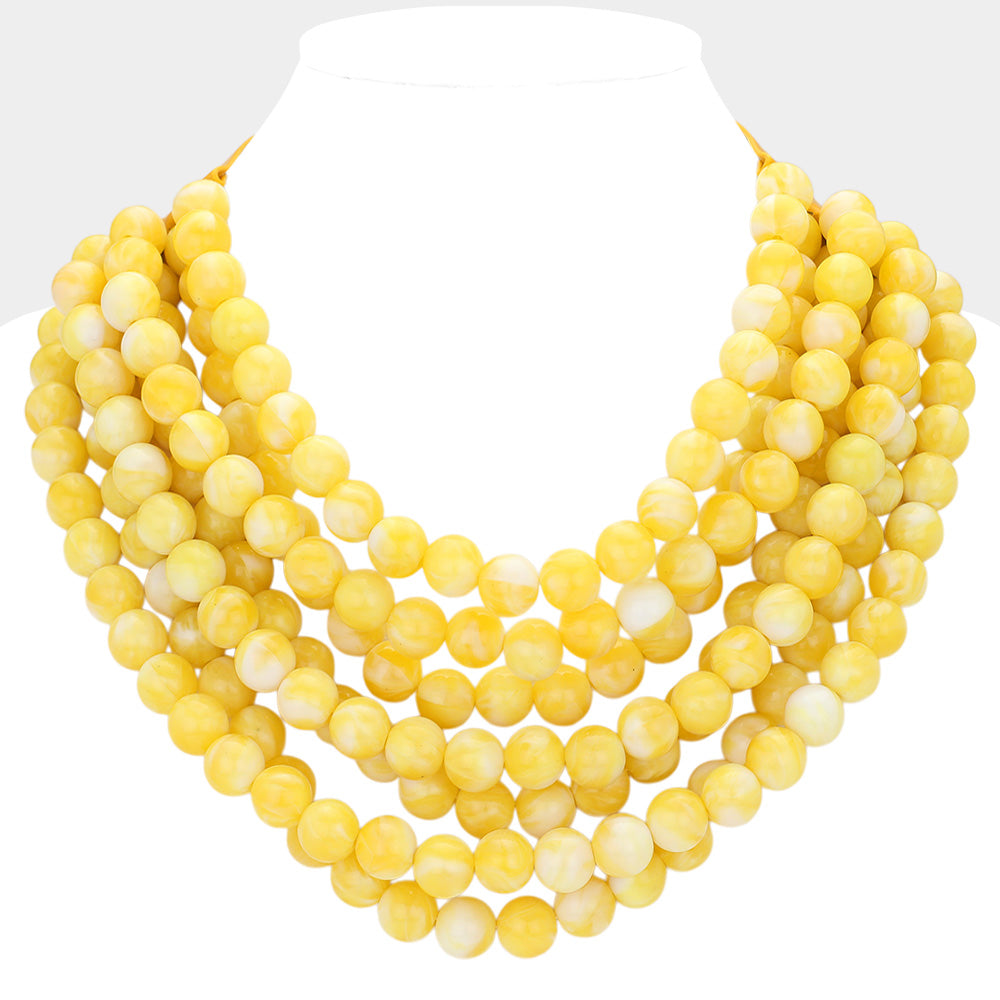 Bella Yellow Beaded Leather Magnetic Collar Necklace