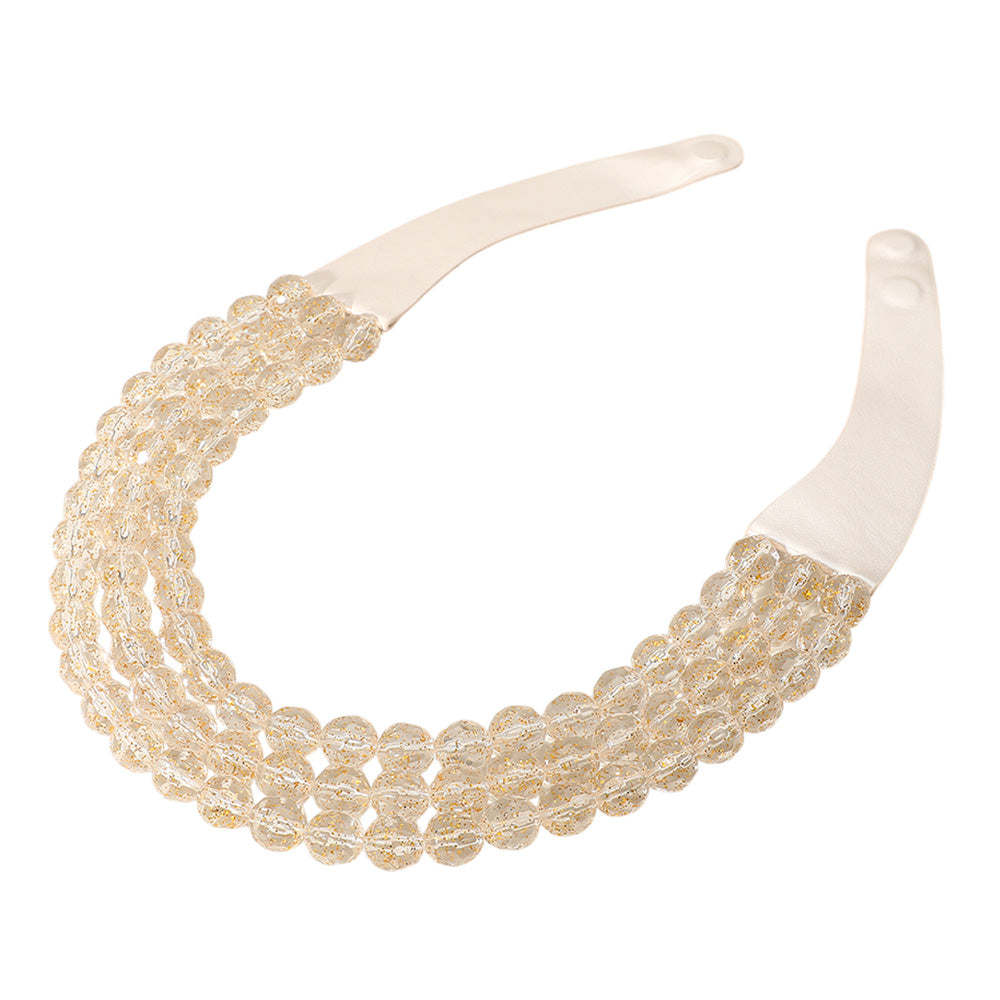 Thea 3-Strand Ivory Beaded Leather Magnetic Collar Necklace