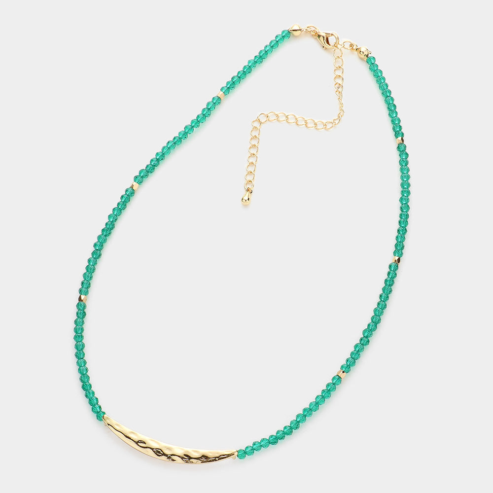 Dainty Faceted Bead Gold Bar Necklace SET