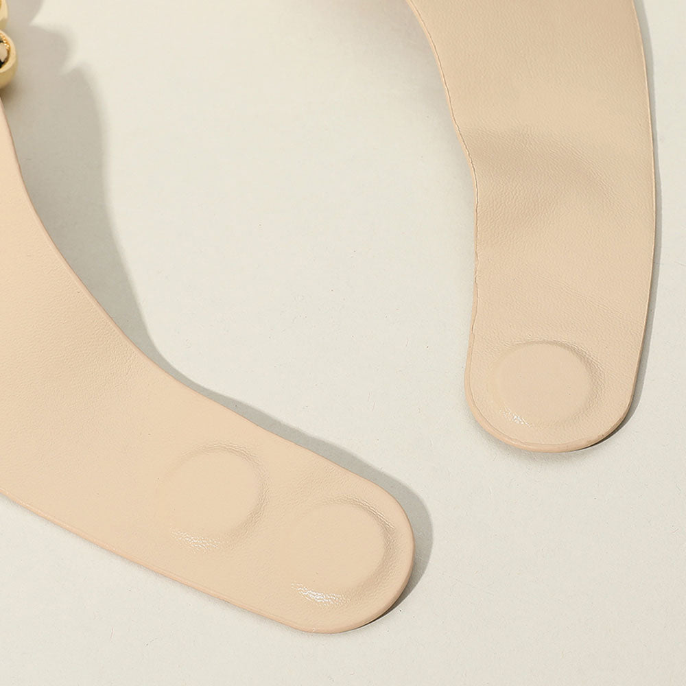 Brook Peach Facet Beaded Leather Magnetic Collar Necklace