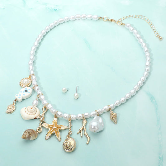Coral Reef Couture Gold Charm Necklace