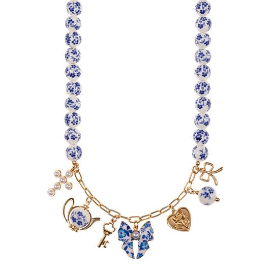 Tea For Two Beaded Charm Necklace