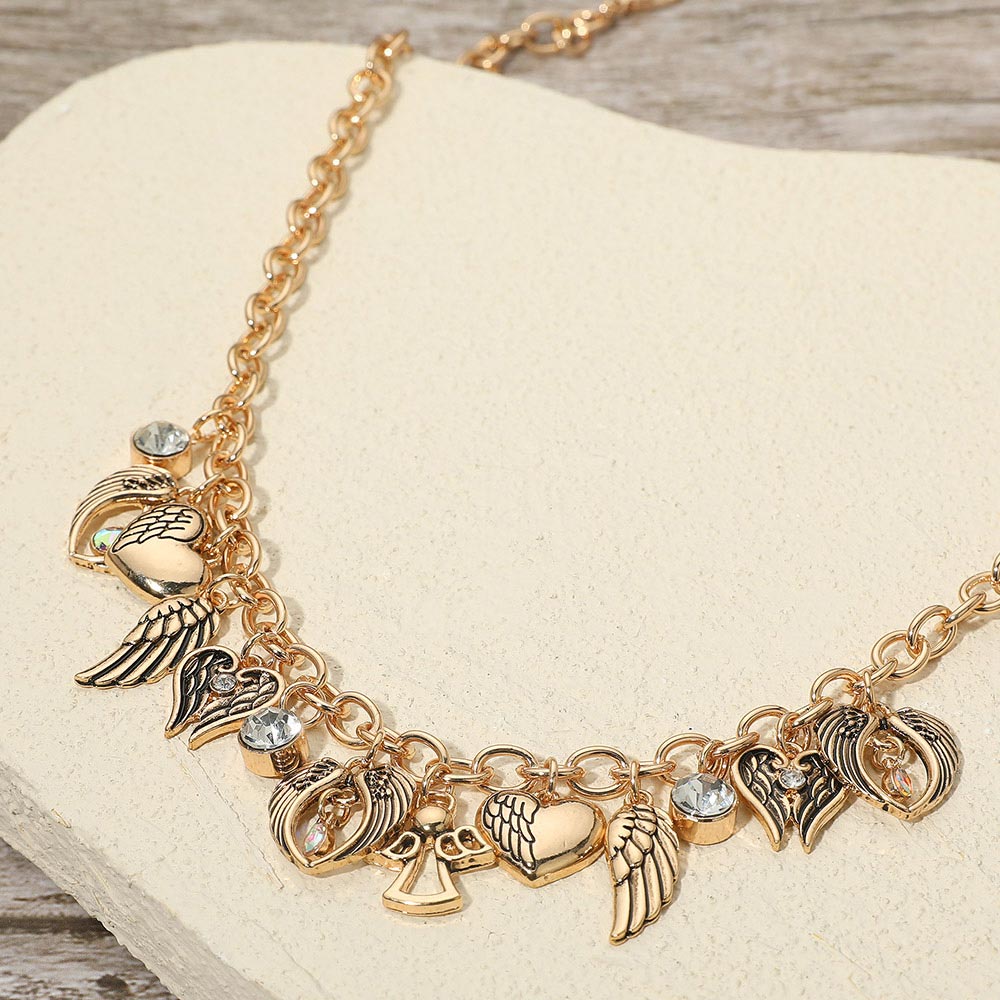 Gold On Angel Wings Charm Necklace