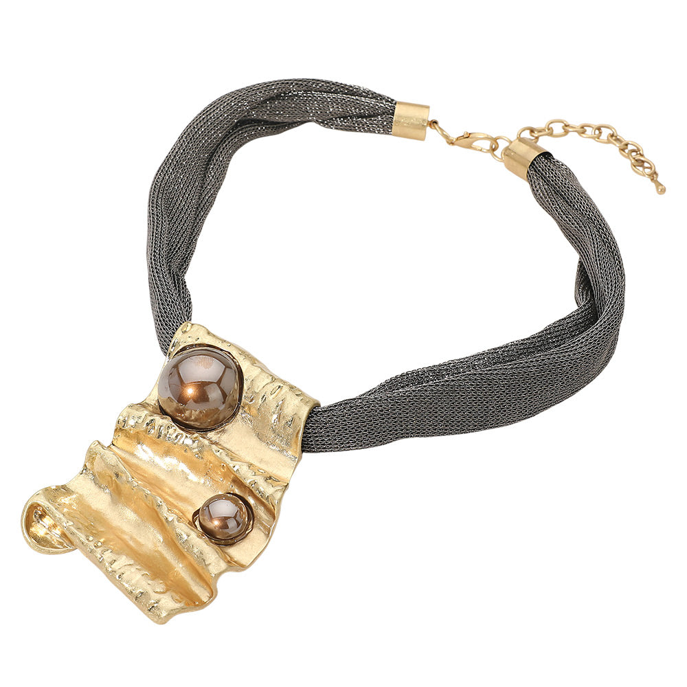 Micah Mesh Bold Gold Statement Necklace