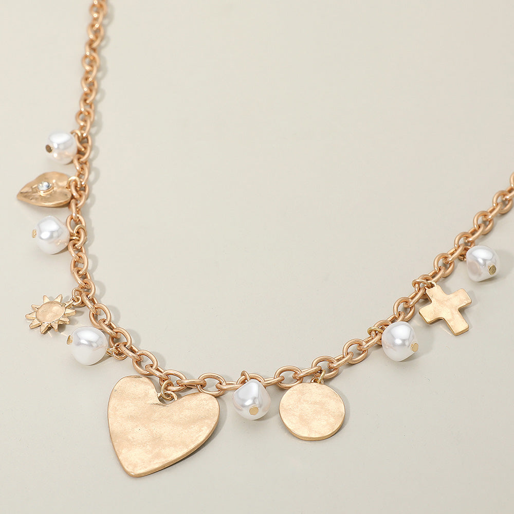 Love and Faith Pearl Charm Necklace
