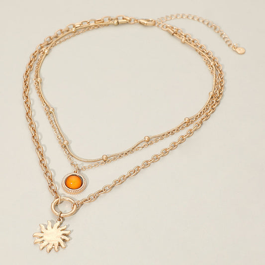 Rising Sun Layered Gold Chain Necklace