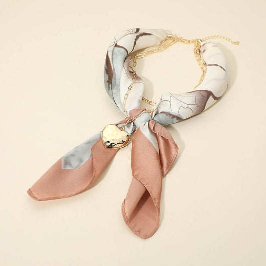 Ava Pink Gold Heart Scarf Statement Necklace