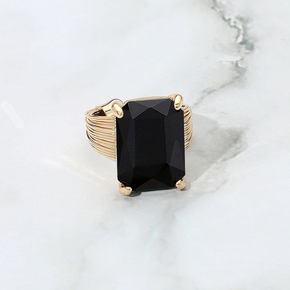 Emerald Cut Crystal Showgirl Ring