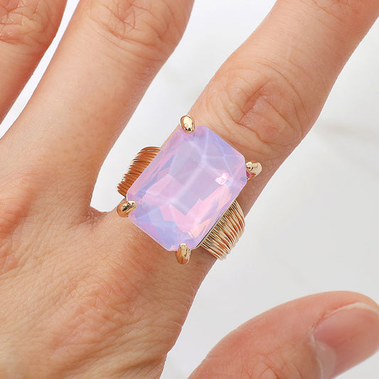 Emerald Cut Crystal Showgirl Ring