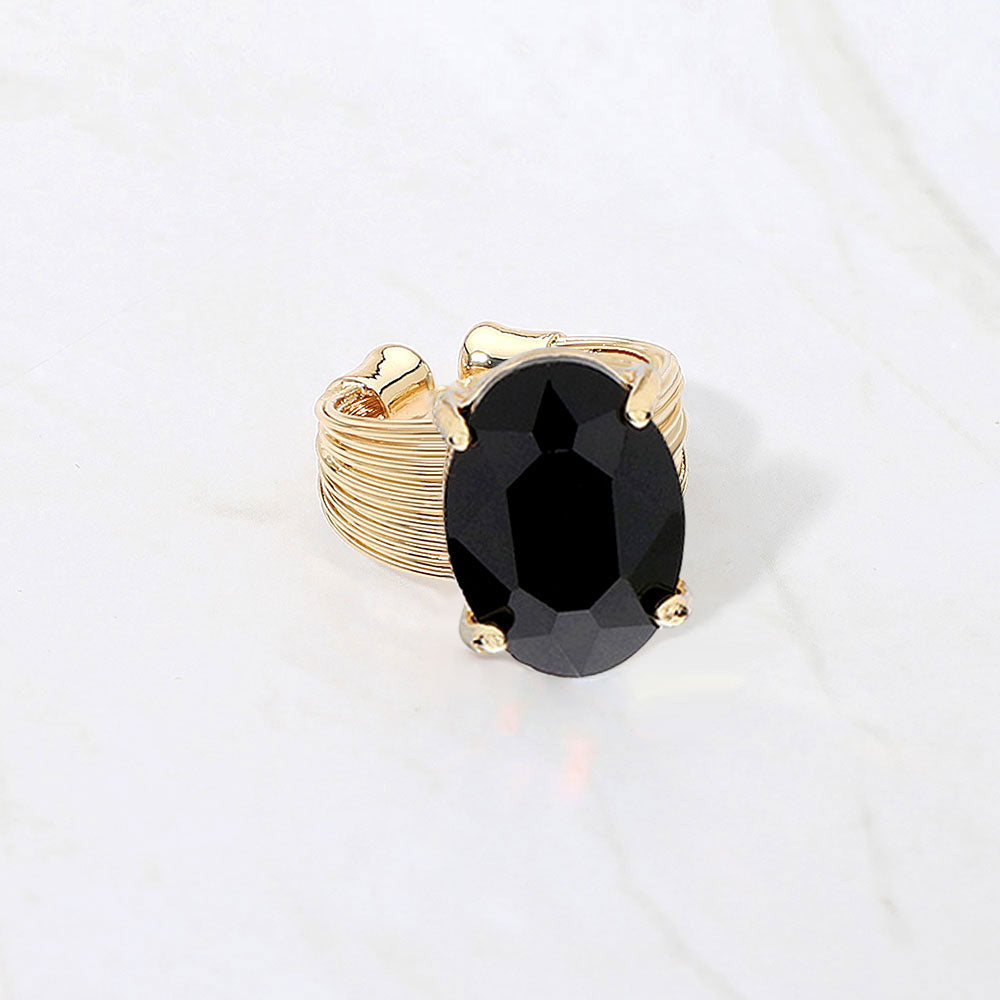 Oval Cut Crystal Showgirl Ring