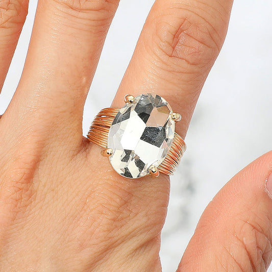 Oval Cut Crystal Showgirl Ring
