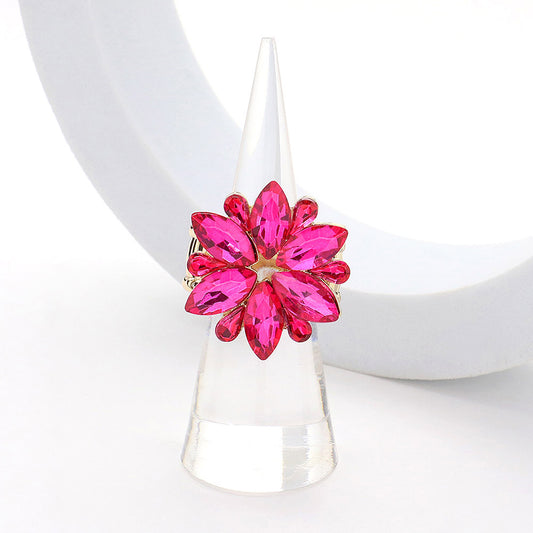 Flower Burst CZ Rhinestone Statement Ring