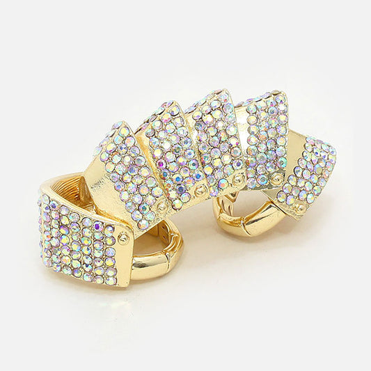Rhinestone Full Finger Armour Ring