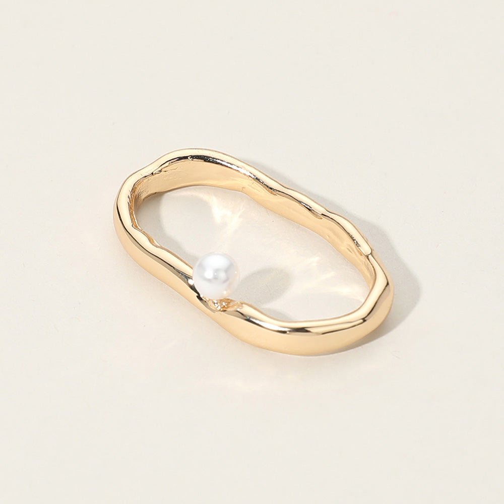 14K Gold Sterling Silver Pearl Two-Finger Ring