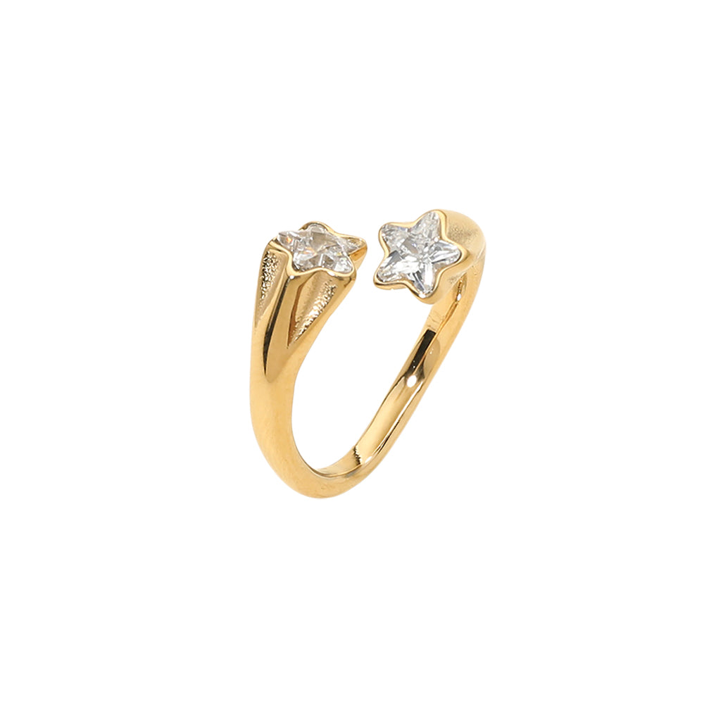 Stainless Steel CZ Shooting Star Ring